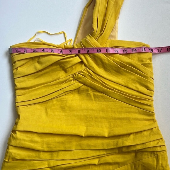 A.L.C. Apollo Linen One Shoulder Mini Dress Sole Yellow - Picture 11 of 12